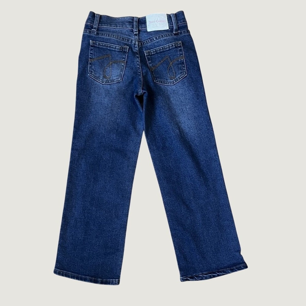 Juicy Couture Jeans Kids 8 Blue Straight Leg Denim Logo Back Pockets Casual